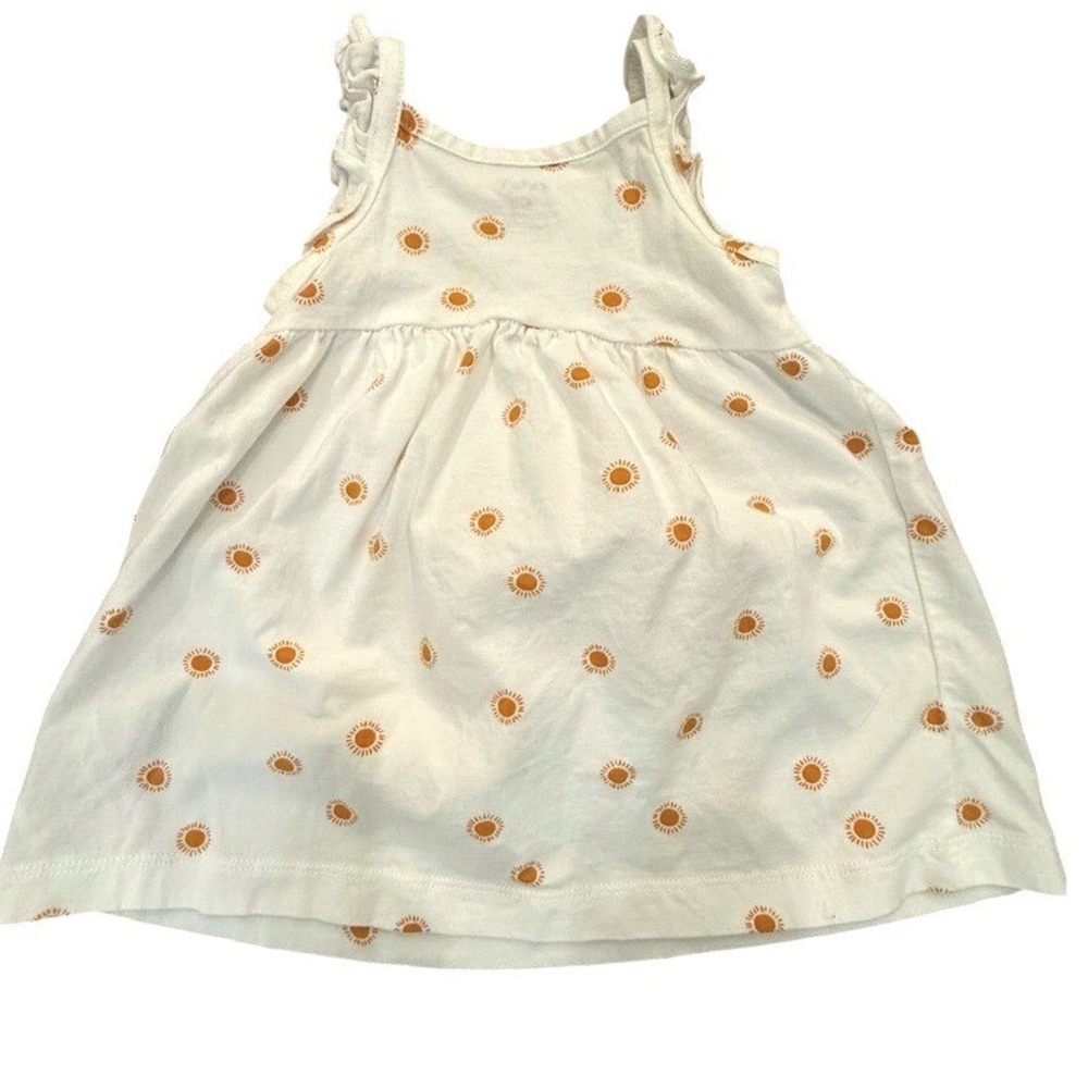 Carters Baby Girl 6M White Orange Sun Print Ruffle Strap Cotton Dress